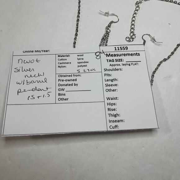 necklace matching earrings costume jewelry silver tone chain link barrel pendant - Picture 12 of 12